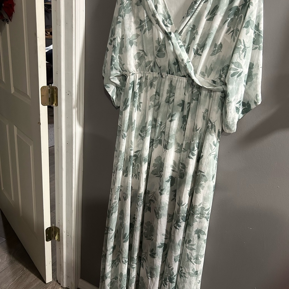 Baltic Born Sage and Cream Floral Wrap Maxi Dress